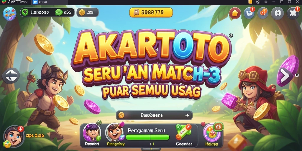Tampilan gameplay AKARTOTO yang penuh warna dan menarik.