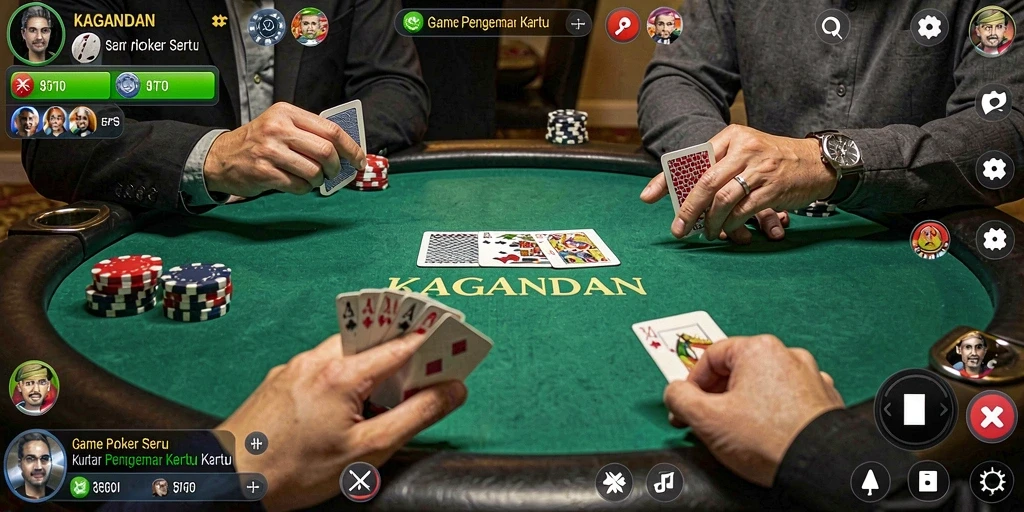 Tampilan gameplay Poker yang seru dan interaktif di KAGANDAN.