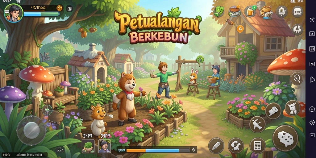 Gameplay SVIP9 dengan suasana pertanian yang menawan.